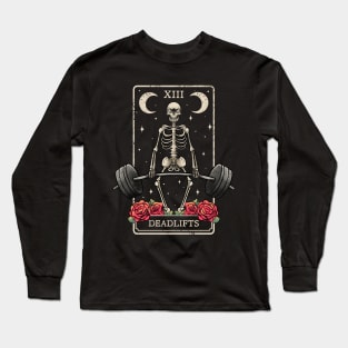 Deadlifts Tarot Card Occult Workout Esoteric Gothic Goth Gym Long Sleeve T-Shirt